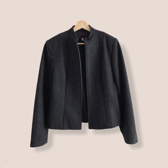 Women’s Dark Gray Wool Blend Jacket - Picture 2 of 4